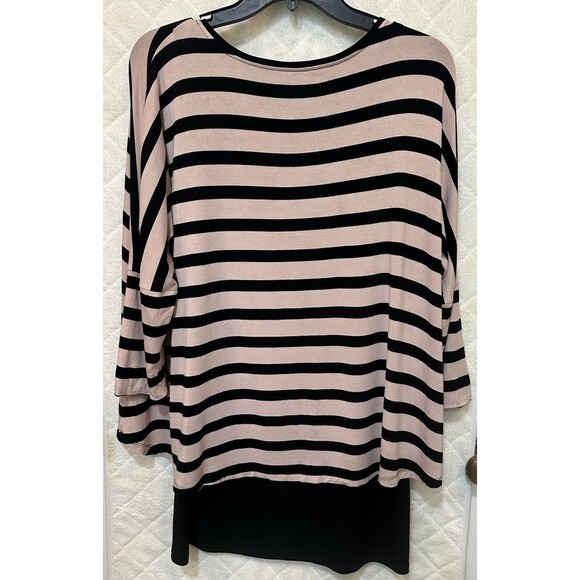 JOSEPH RIBKOFF Size 10 Top Tunic Shirt Striped Black Layered Lagenlook Flowy - Picture 2 of 3